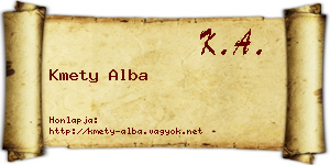 Kmety Alba névjegykártya